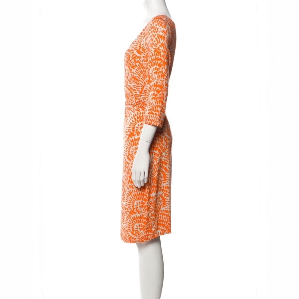 ST. EMILE - Orange & Taupe Print Midi Wrap Dress Sz 12 - Picture 2 of 3
